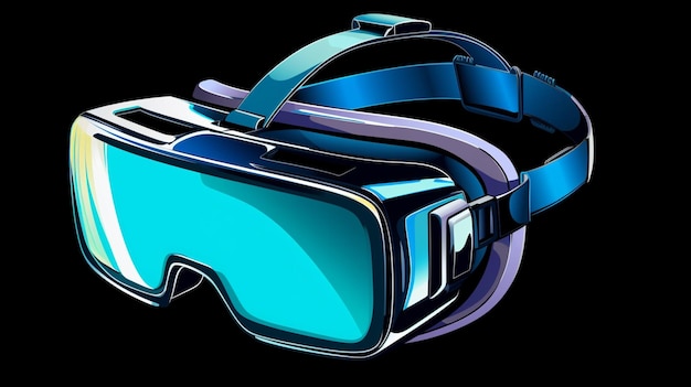 Vector a pair of goggles with a blue lens and a black background