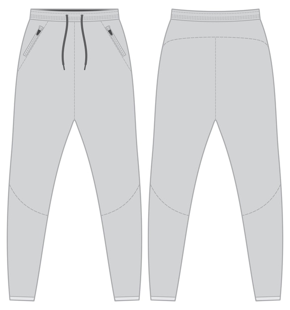 Vector a pair of grey sweatpants with a black belt.