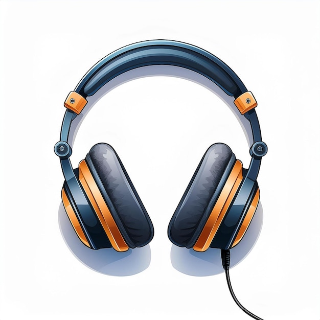 Vector a pair of headphones with orange and black and orange stripes