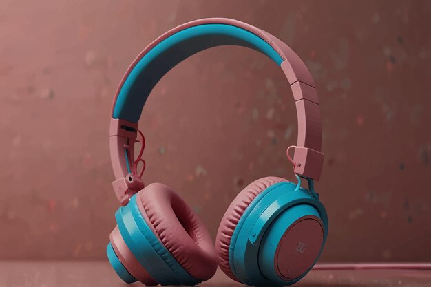 Vector a pair of headphones with a pink and blue band wireless gaming headset