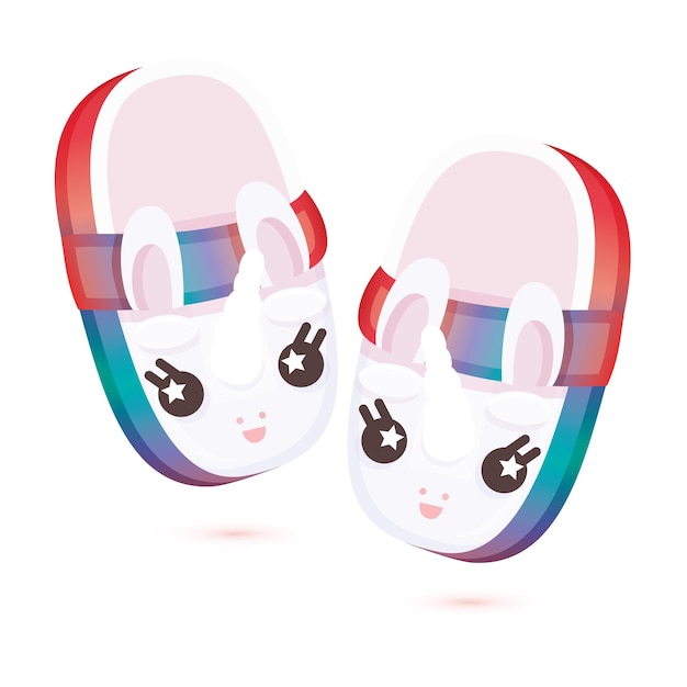 Pair of Home Cute Children's Slippers in the Form of a Unicorn Isolated on White