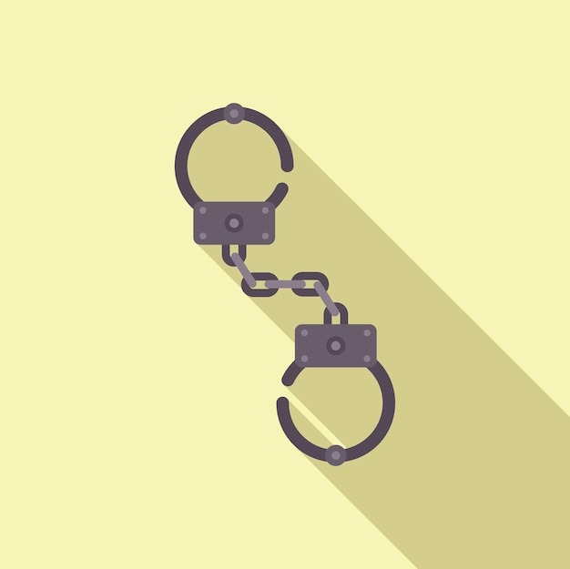 Vector pair of metal handcuffs with chain casting long shadow