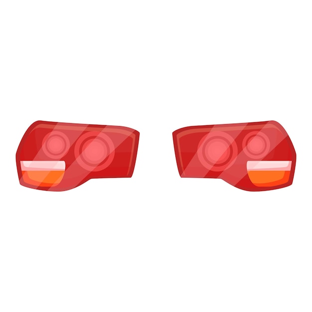 Vector pair of modern car rear lights shining red light