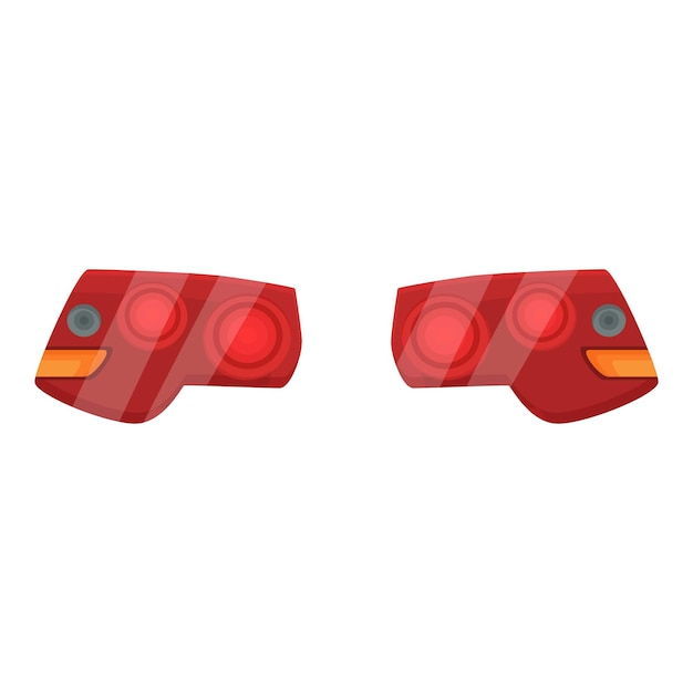 Vector pair of modern car rear lights shining red light