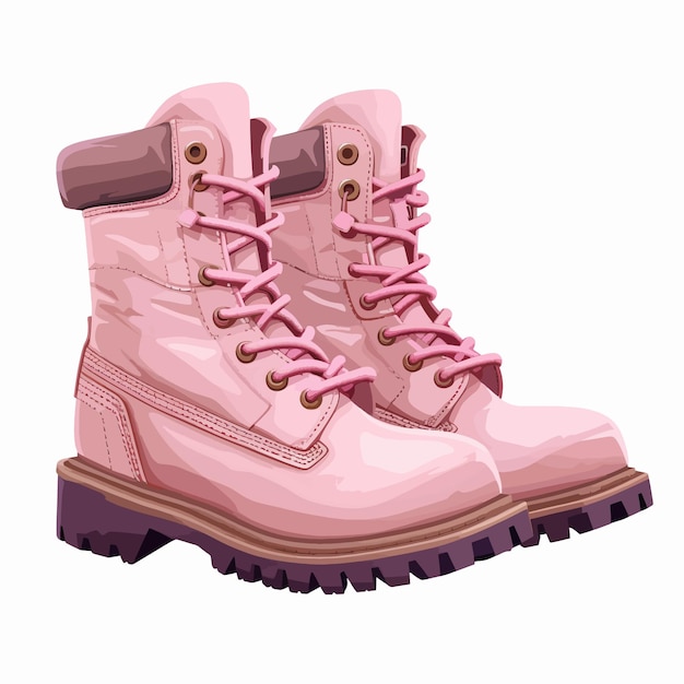 Vector a pair of pink boots with a purple cover and pink soles