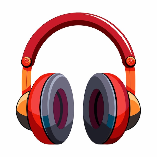 a pair of red headphones with a red and blue design