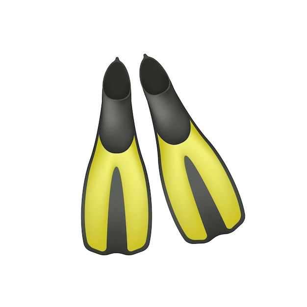 Pair of scuba or diving fins 3D illustration