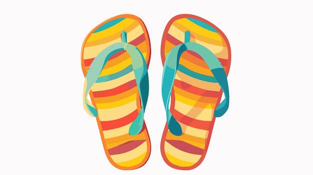 Vector a pair of striped flip flops with a blue ribbon