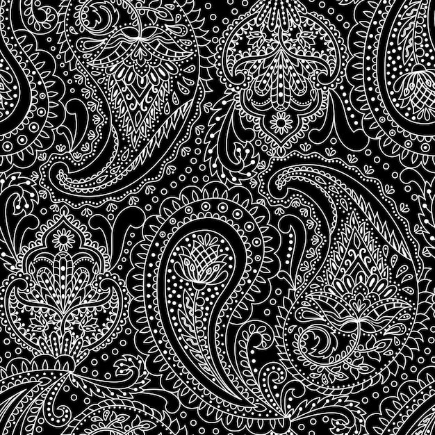 Paisley Ethnic Floral Hand Drawn Seamless Pattern