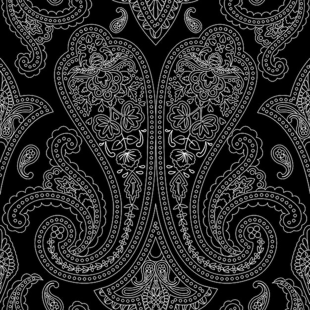 Paisley Ethnic Floral Hand Drawn Seamless Pattern