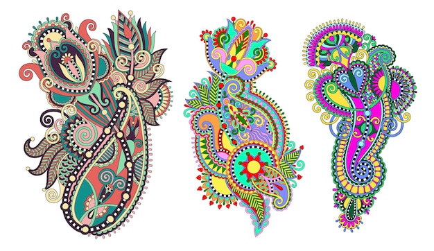 paisley flower pattern in ethnic style, indian decorative floral design, vector illustration