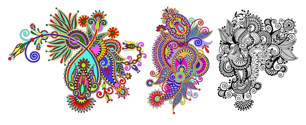 paisley flower pattern in ethnic style, indian decorative floral design, vector illustration