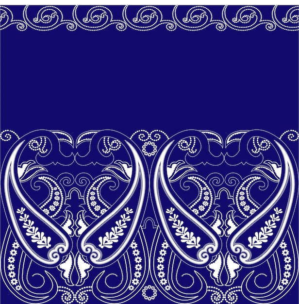 Paisley ornaments border seamless pattern