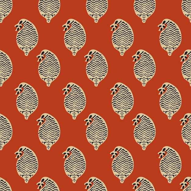 PAISLEY WITH BLOCK PRINT DETAIL SEAMLESS PATTERN IN EDITABLE VECTOR FILE