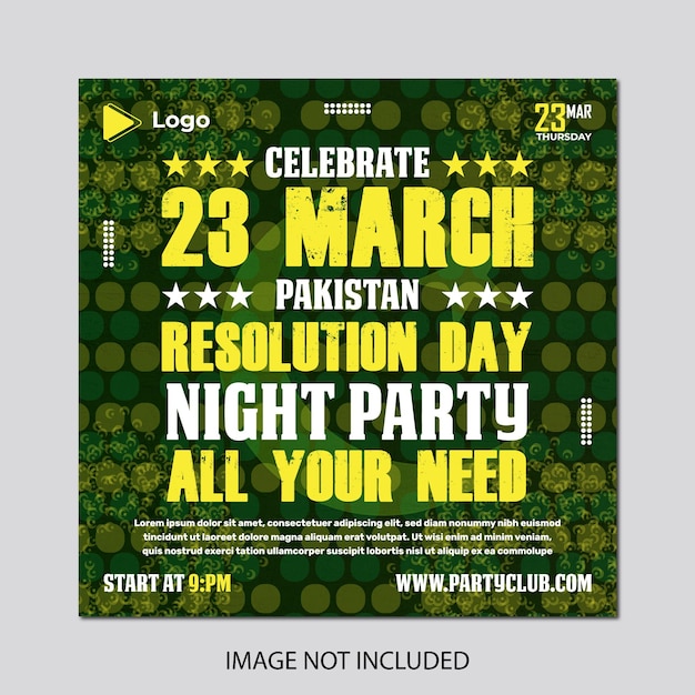 Pakistan 23 march resolution day instagram post and social media banner design template