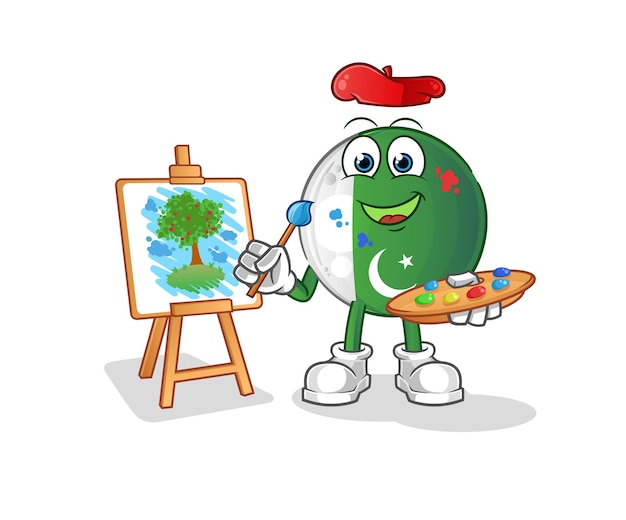 Vector pakistan flag artist mascot cartoon vector