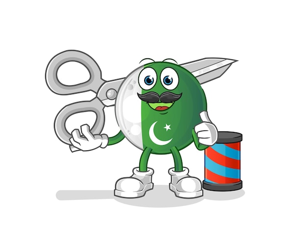 Pakistan flag barber cartoon cartoon mascot vector