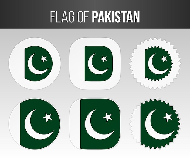 Pakistan flag labels badges and stickers Illustration flags of Pakistan isolated