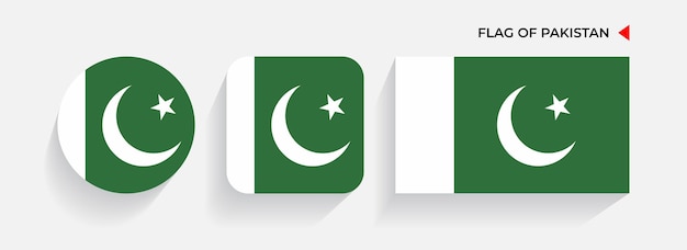 Pakistan Flags arranged in round square and rectangular shapes