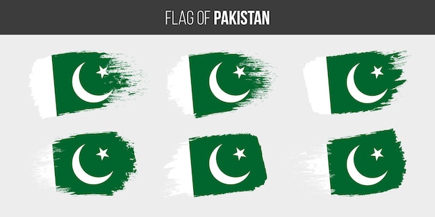 Pakistan flags Brush stroke grunge vector illustration flag of pakistan isolated on white