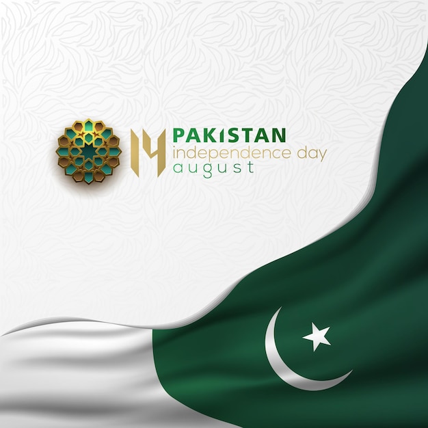 pakistan independence day 14 th august greeting background vector design with arabic calligraphy