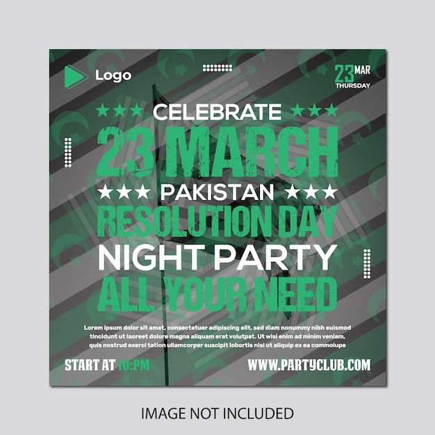 Pakistan resolution day sale web banner and social media poster design template