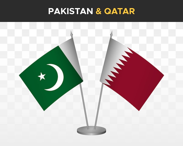 Pakistan vs qatar desk flags mockup isolated 3d vector illustration table flags