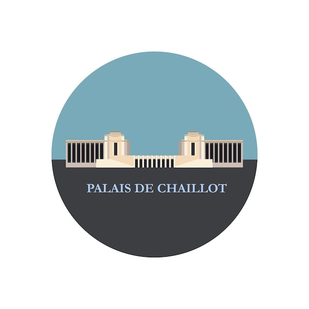 The Palais De Chaillot. Paris, France. Round icon. Vector illustration.