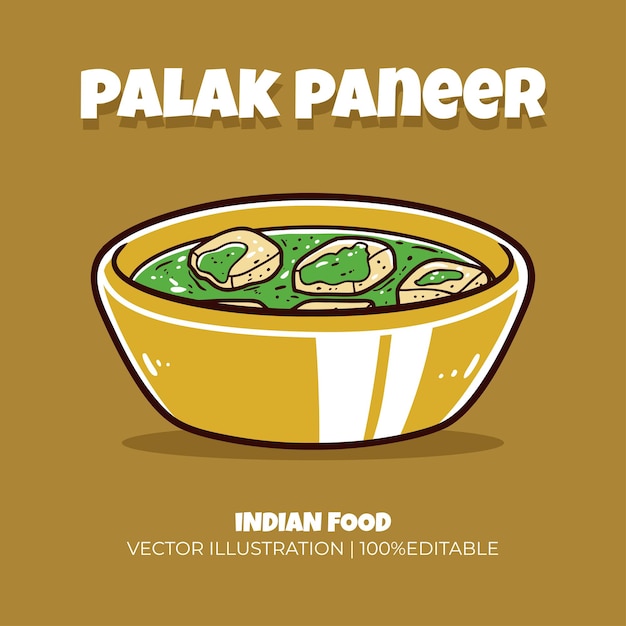 Palak paneer Indian food vector illustration