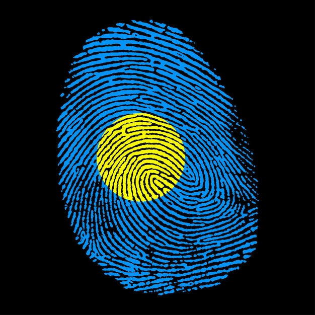 palau flag on finger imprint