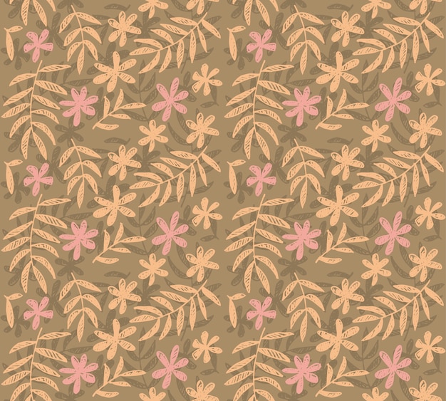 Pale color vector seamless pattern of tropical floral 