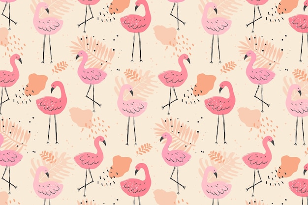 Pale colored flamingo bird pattern