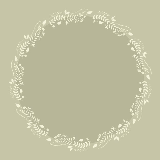 Vector pale green botanical background with a wreath of plants