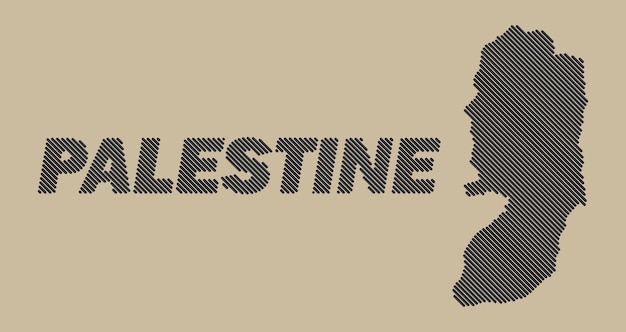 Palestine country stripy map grid shape sample design-line