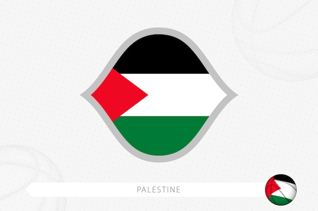 Palestine flag for basketball competition on gray basketball background.