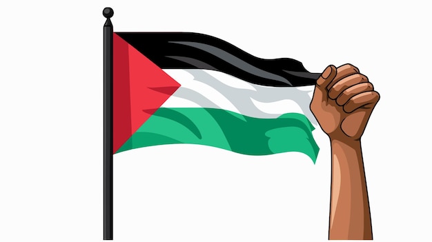 Vector palestine flag on hand vector isolated on white background