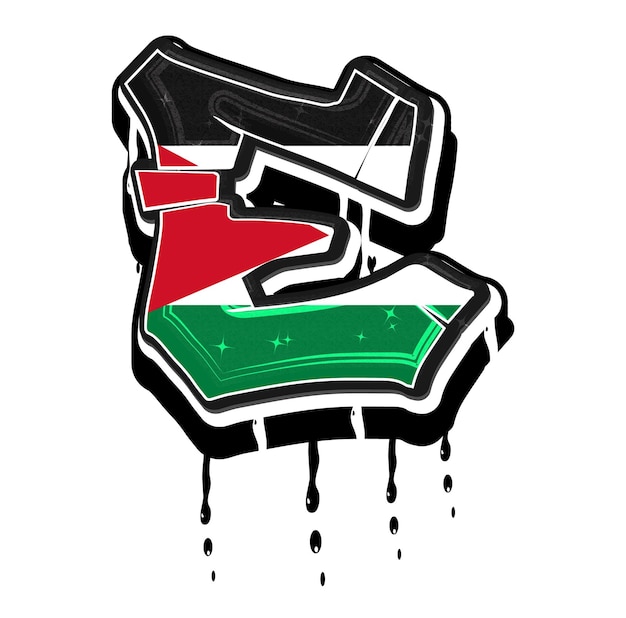 Palestine Graffiti Letter E Vector Template