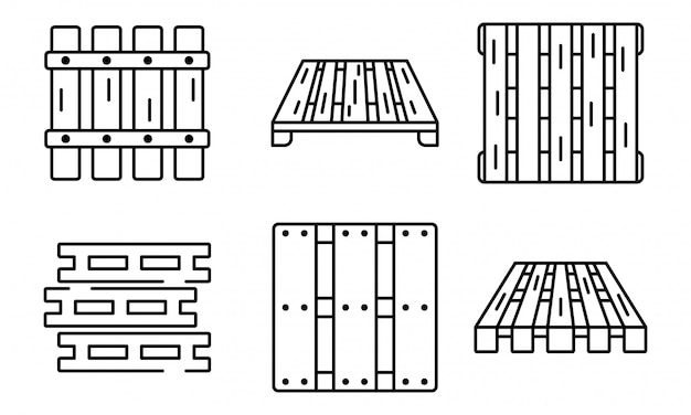 Pallet icons set, outline style