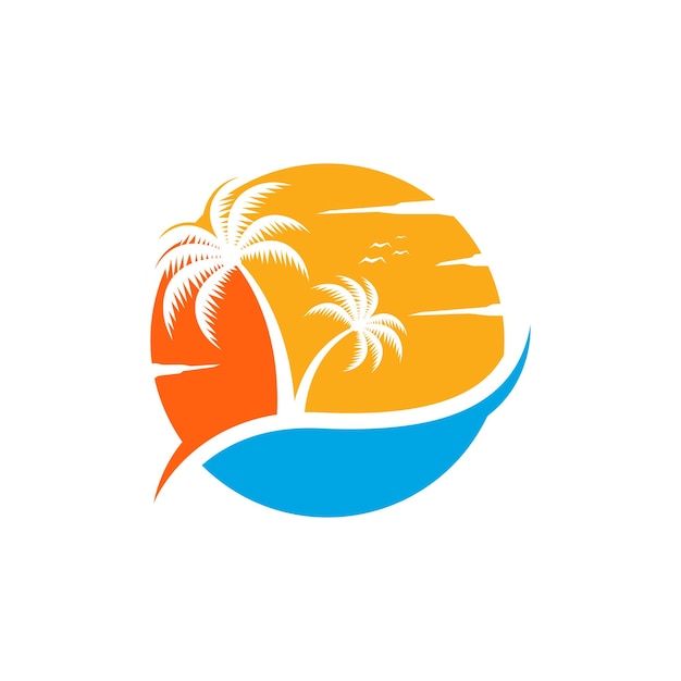 Palm beach logo icon design template vector