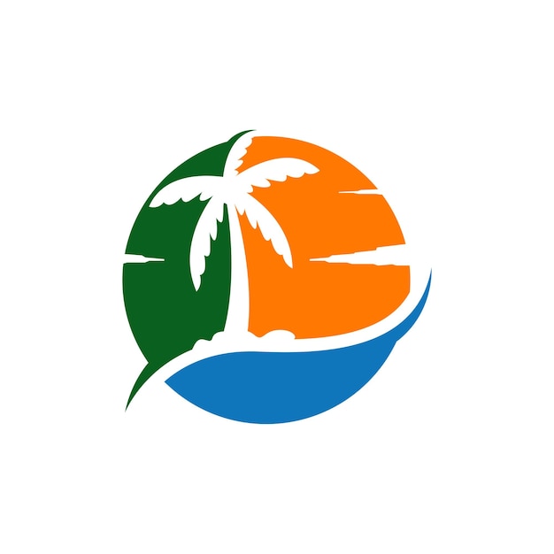 Palm beach logo icon design template vector