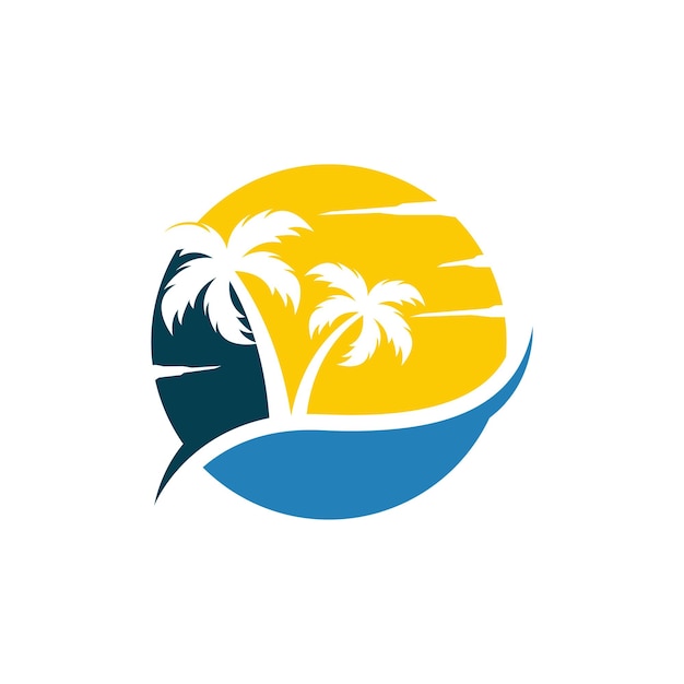 Palm beach logo icon design template vector