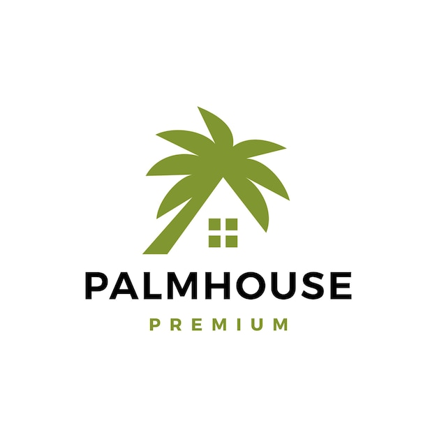 Palm house tree home logo vector icon illustration