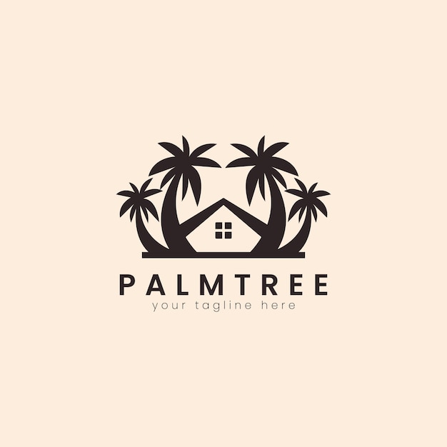 Palm house tree logo template can be used for tropical beach home hotel or resort logo design vector illustration