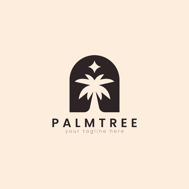 Palm house tree logo template can be used for tropical beach home hotel or resort logo design vector illustration