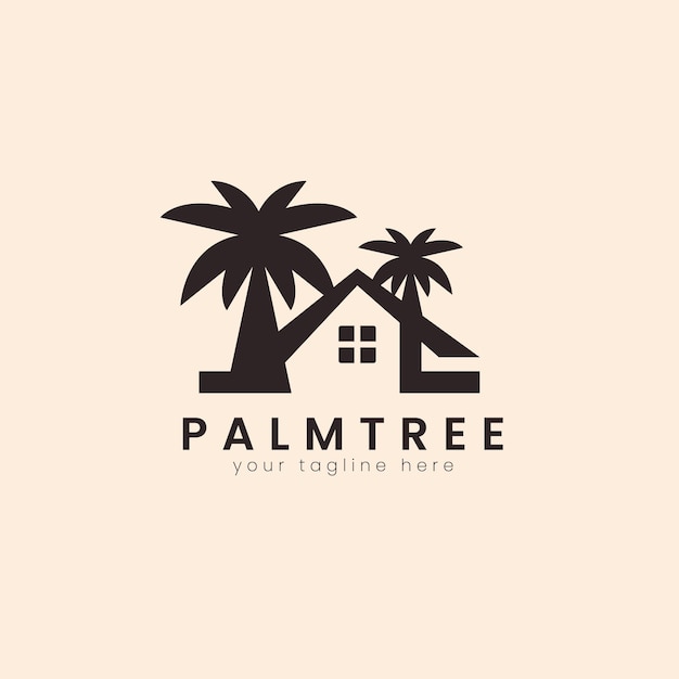 Palm house tree logo template can be used for tropical beach home hotel or resort logo design vector illustration