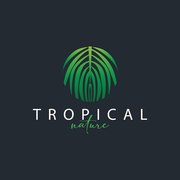 Palm Leaf Logo Design Vector Simple Minimalist Symbol Illustration Template