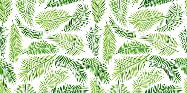 Palm leaf seamless pattern, green tropical.