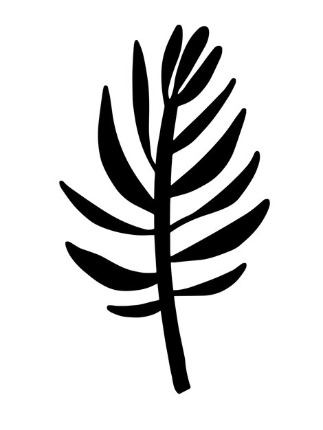 Palm leaf silhouette hand drawn vector illustration