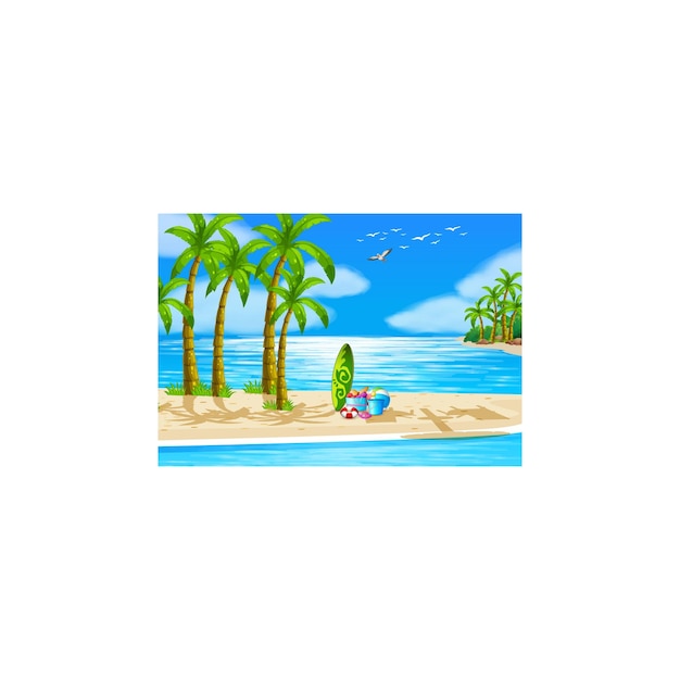 Palm leaves on beach Vector illustration