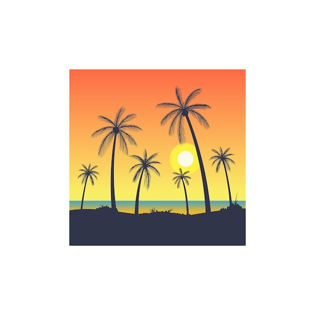 Vector palm leaves on beach vector illustration